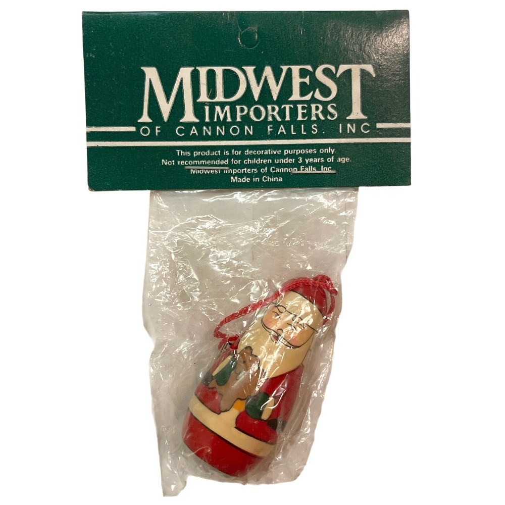 vintage midwest of cannon falls Wood Chubby Santa Christmas Ornament